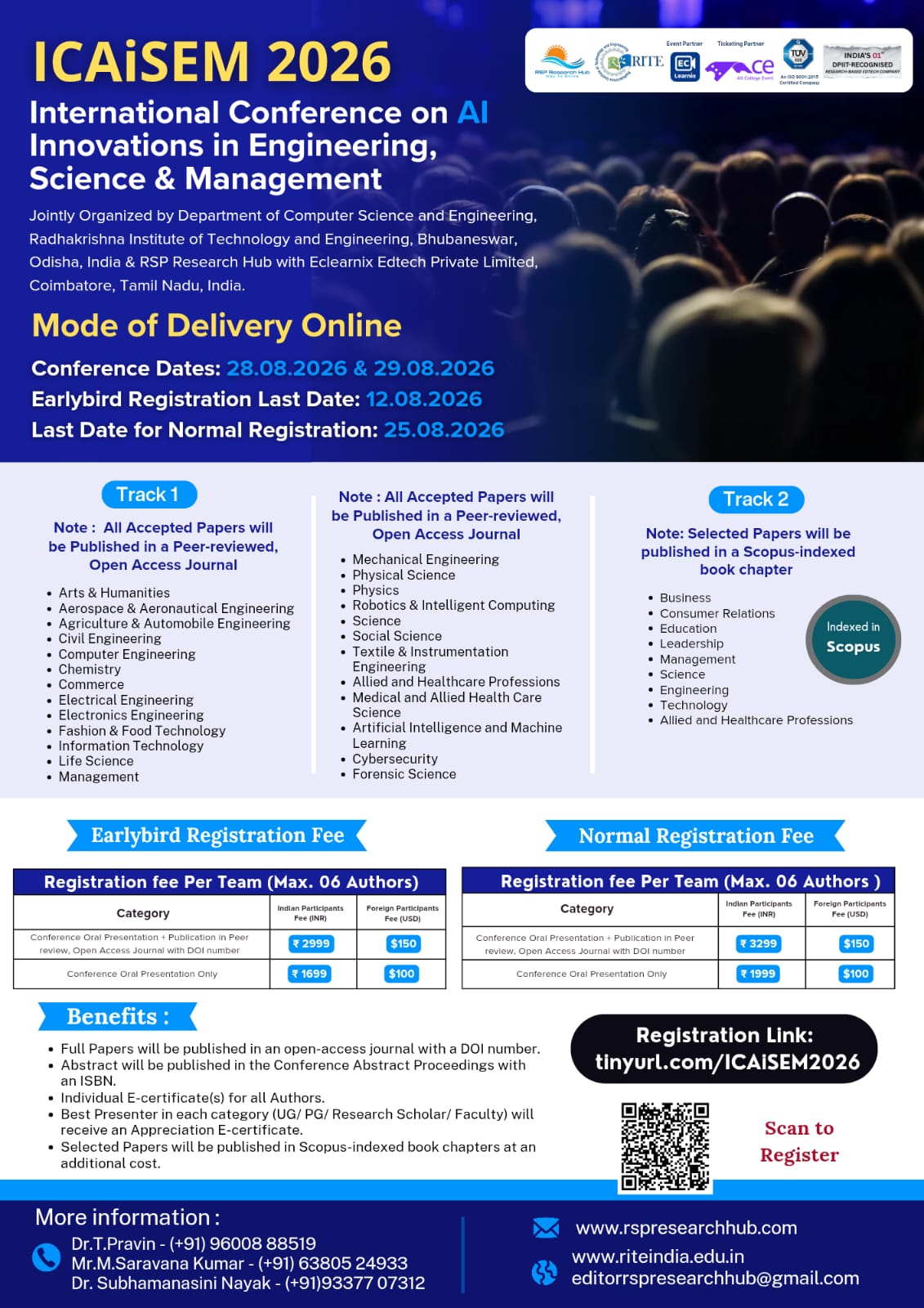 International Conference on AI Innovations in Engineering, Science & Management ICAISEM 2026 International Conference Poster 